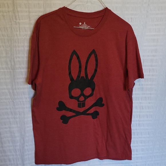 Psycho Bunny Burgundy Tee with White Print - Picture 1 of 5